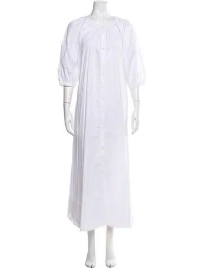 Pre-owned Staud Crew Neck Long Dress In White