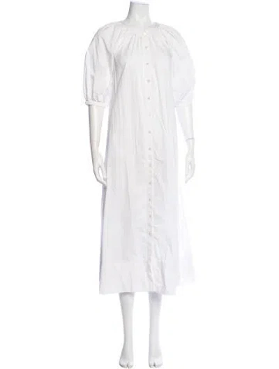 Pre-owned Staud Crew Neck Long Dress In White