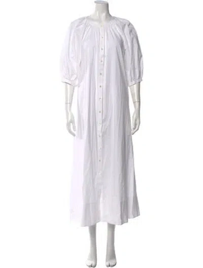 Pre-owned Staud Crew Neck Long Dress In White