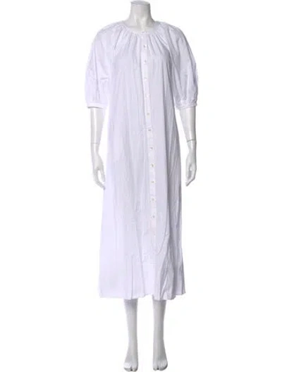 Pre-owned Staud Crew Neck Long Dress In White