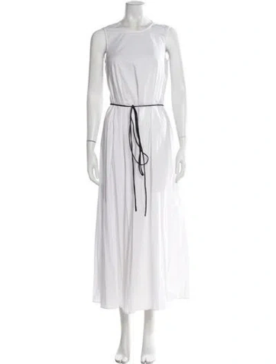 Pre-owned Staud Crew Neck Long Dress In White