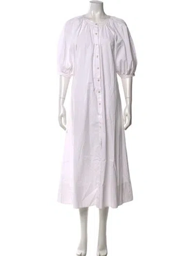 Pre-owned Staud Crew Neck Long Dress In White