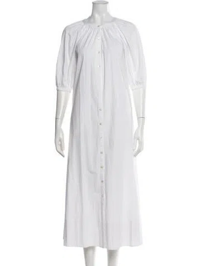 Pre-owned Staud Crew Neck Long Dress In White