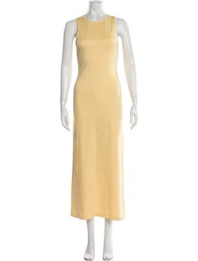 Pre-owned Staud Crew Neck Long Dress In Yellow