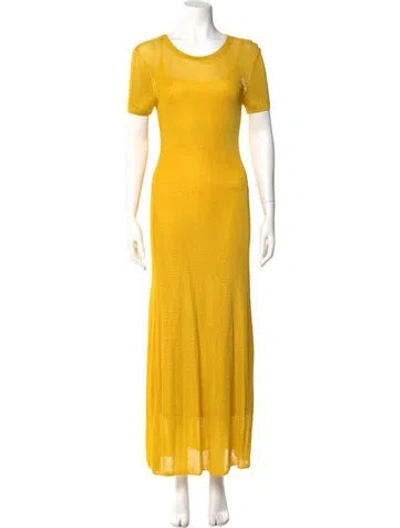 Pre-owned Staud Crew Neck Long Dress In Yellow