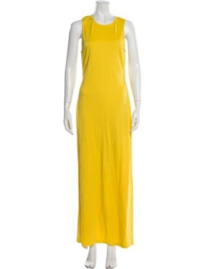 Pre-owned Staud Crew Neck Long Dress In Yellow