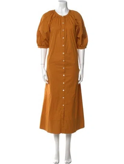 Pre-owned Staud Crew Neck Long Dress In Yellow