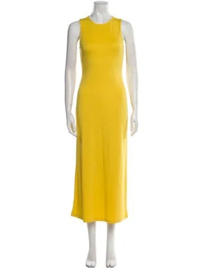 Pre-owned Staud Crew Neck Long Dress In Yellow