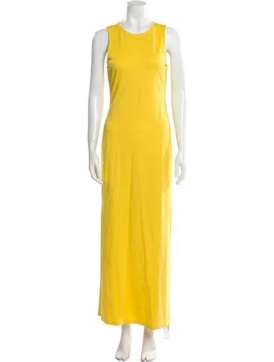 Pre-owned Staud Crew Neck Long Dress In Yellow