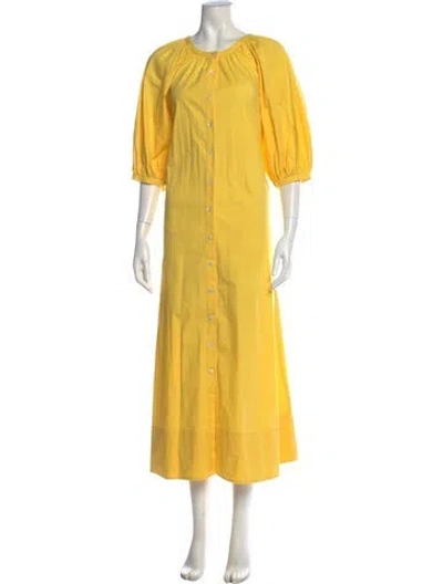 Pre-owned Staud Crew Neck Long Dress In Yellow