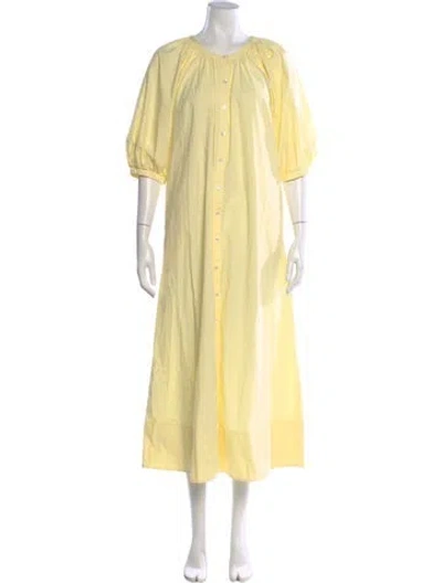 Pre-owned Staud Crew Neck Long Dress In Yellow