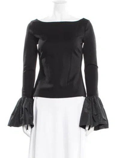 Pre-owned Staud Crew Neck Long Sleeve Top In Black
