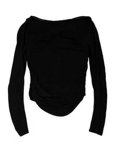 Pre-owned Staud Crew Neck Long Sleeve Top In Black