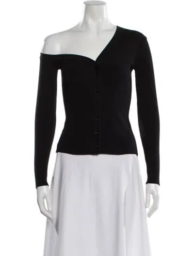 Pre-owned Staud Crew Neck Long Sleeve Top In Black
