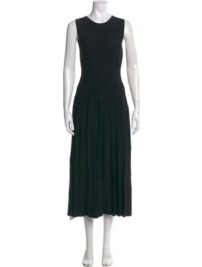 Pre-owned Staud Crew Neck Midi Length Dress In Black