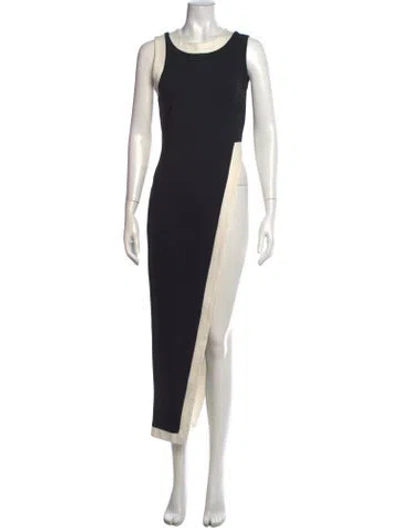 Pre-owned Staud Crew Neck Midi Length Dress In Black