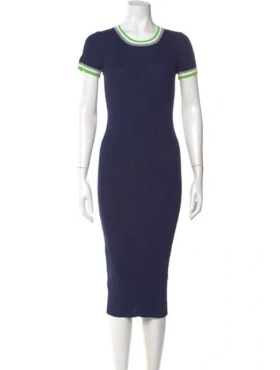 Pre-owned Staud Crew Neck Midi Length Dress In Blue