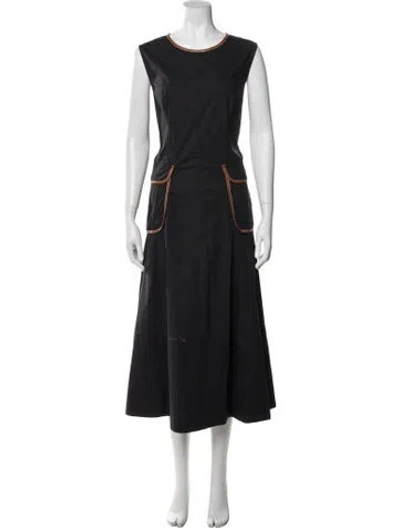 Pre-owned Staud Crew Neck Midi Length Dress In Blue