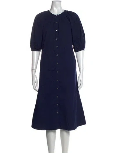 Pre-owned Staud Crew Neck Midi Length Dress In Blue