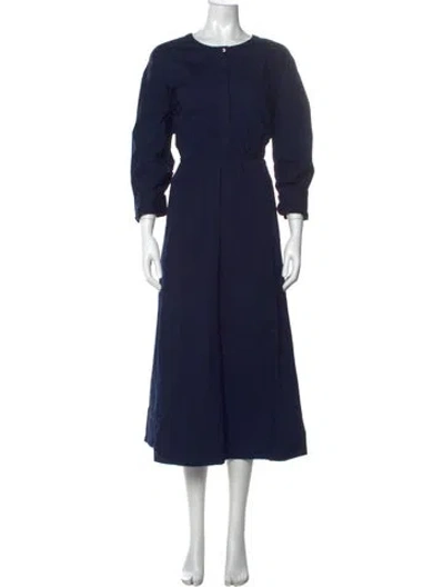 Pre-owned Staud Crew Neck Midi Length Dress In Blue