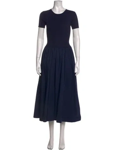 Pre-owned Staud Crew Neck Midi Length Dress In Blue