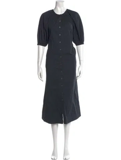 Pre-owned Staud Crew Neck Midi Length Dress In Gray