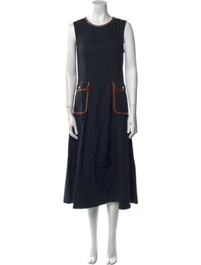 Pre-owned Staud Crew Neck Midi Length Dress In Neutral