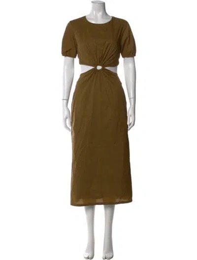 Pre-owned Staud Crew Neck Midi Length Dress In Neutral