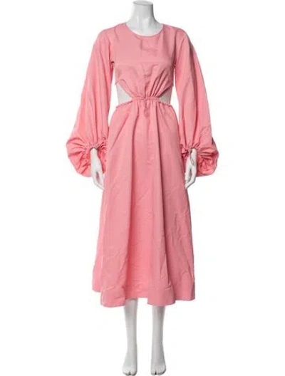 Pre-owned Staud Crew Neck Midi Length Dress In Pink