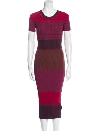 Pre-owned Staud Crew Neck Midi Length Dress In Red