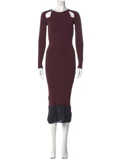 Pre-owned Staud Crew Neck Midi Length Dress W/ Tags In Burgundy