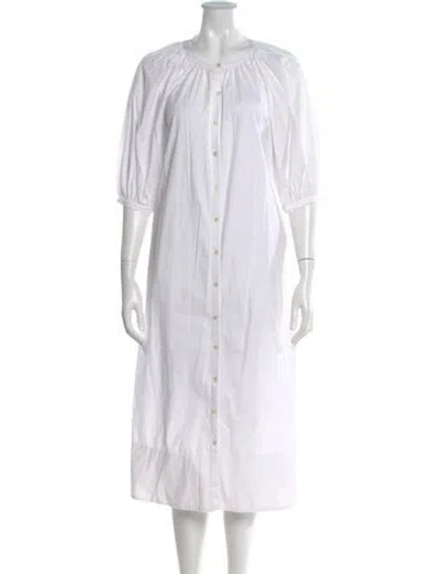 Pre-owned Staud Crew Neck Midi Length Dress In White