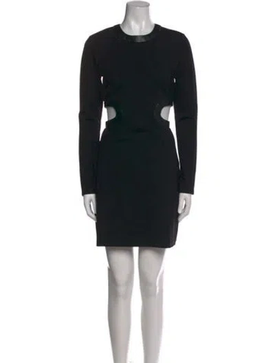 Pre-owned Staud Crew Neck Mini Dress In Black