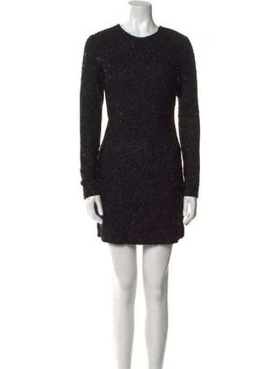 Pre-owned Staud Crew Neck Mini Dress In Black