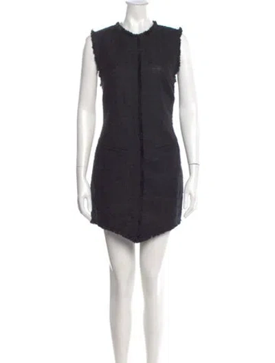Pre-owned Staud Crew Neck Mini Dress In Black