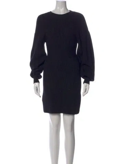 Pre-owned Staud Crew Neck Mini Dress In Black