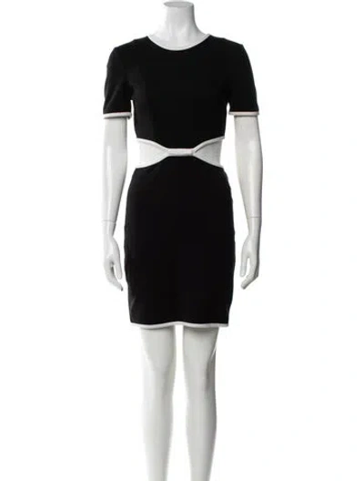 Pre-owned Staud Crew Neck Mini Dress In Black