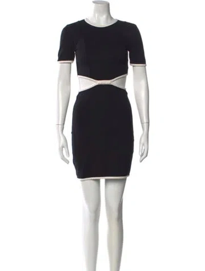 Pre-owned Staud Crew Neck Mini Dress In Black