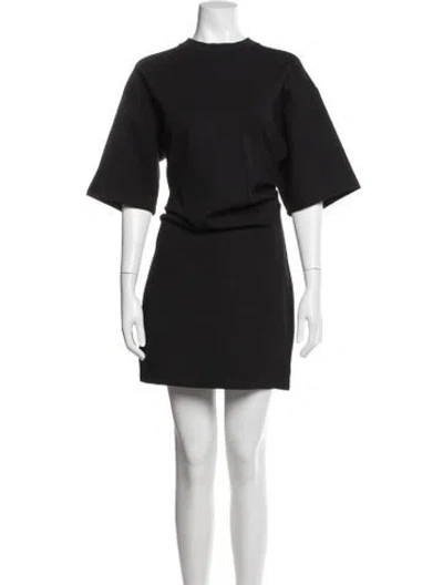 Pre-owned Staud Crew Neck Mini Dress In Black