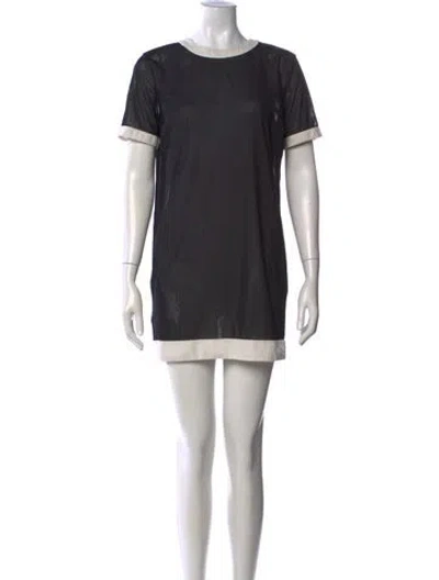 Pre-owned Staud Crew Neck Mini Dress In Black