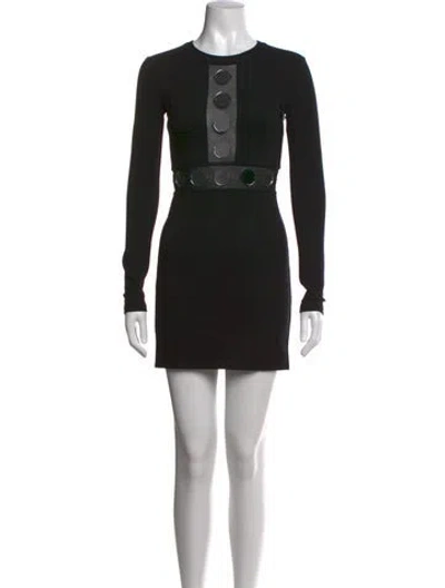 Pre-owned Staud Crew Neck Mini Dress In Black