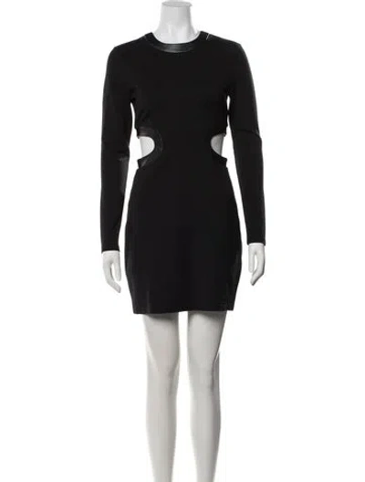 Pre-owned Staud Crew Neck Mini Dress In Black