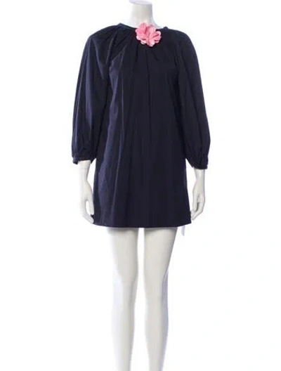 Pre-owned Staud Crew Neck Mini Dress In Blue