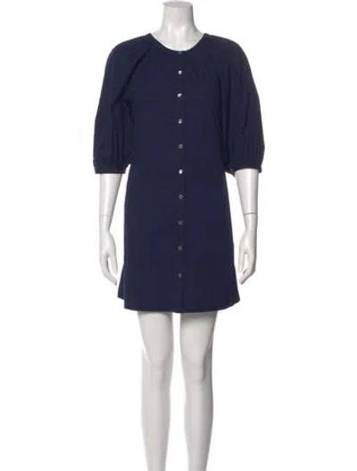 Pre-owned Staud Crew Neck Mini Dress In Blue