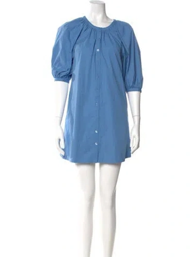 Pre-owned Staud Crew Neck Mini Dress In Blue