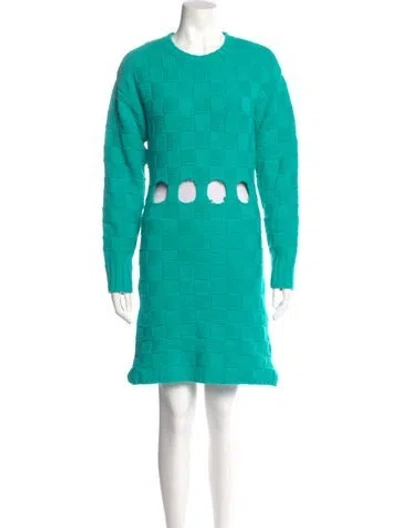 Pre-owned Staud Crew Neck Mini Dress In Blue