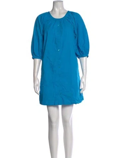 Pre-owned Staud Crew Neck Mini Dress In Blue