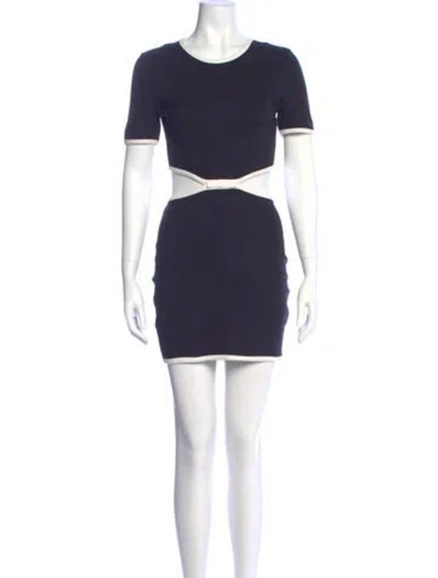 Pre-owned Staud Crew Neck Mini Dress In Blue