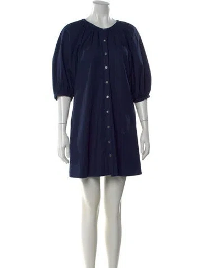 Pre-owned Staud Crew Neck Mini Dress In Blue
