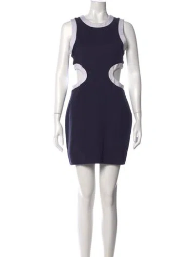 Pre-owned Staud Crew Neck Mini Dress In Blue